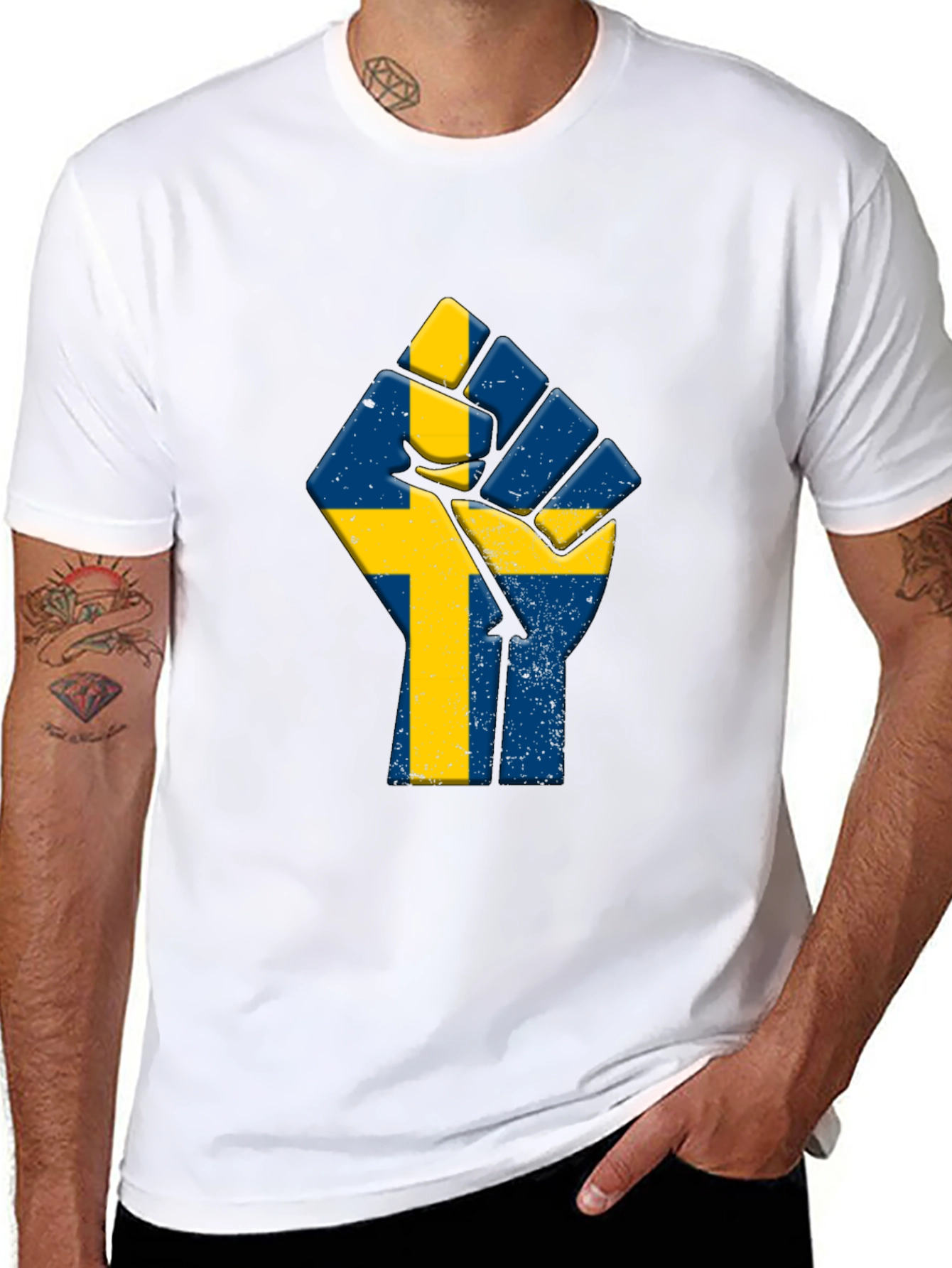 Sweden Flag Fist T-Shirt - Black Pride Tee
