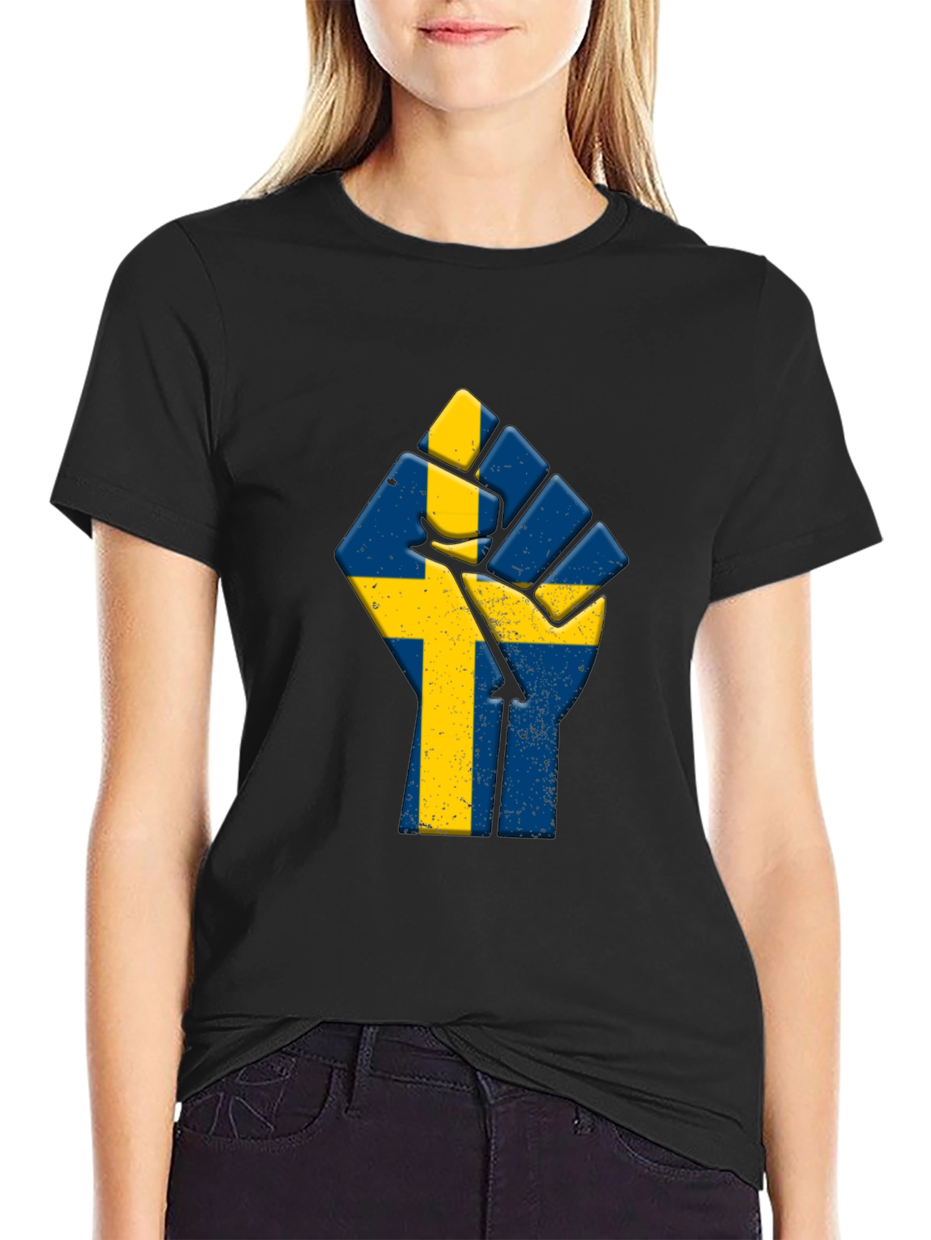 Sweden Flag Fist T-Shirt - Black Pride Tee