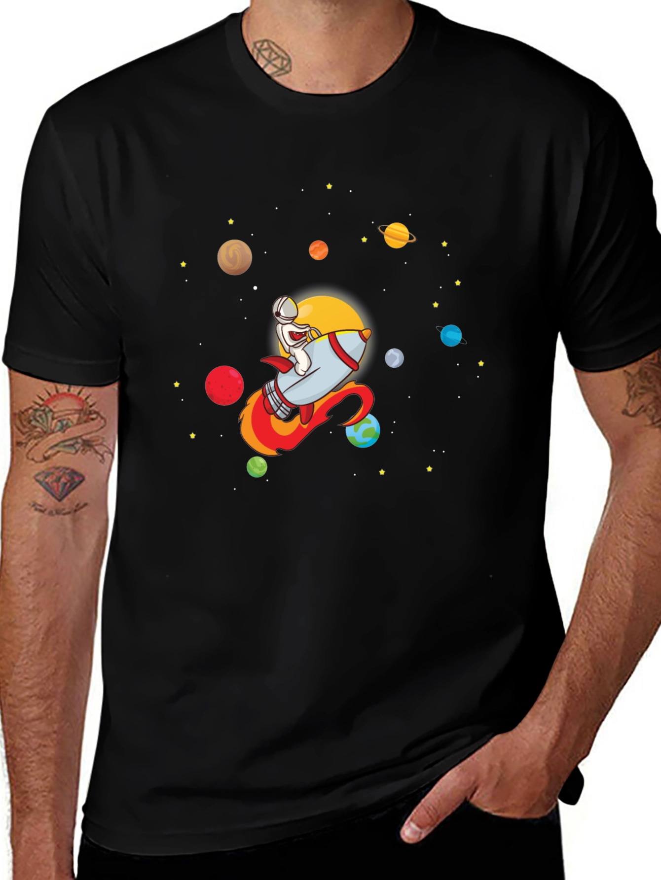 Astronaut Rocket T-Shirt - Galaxy Graphic Tee