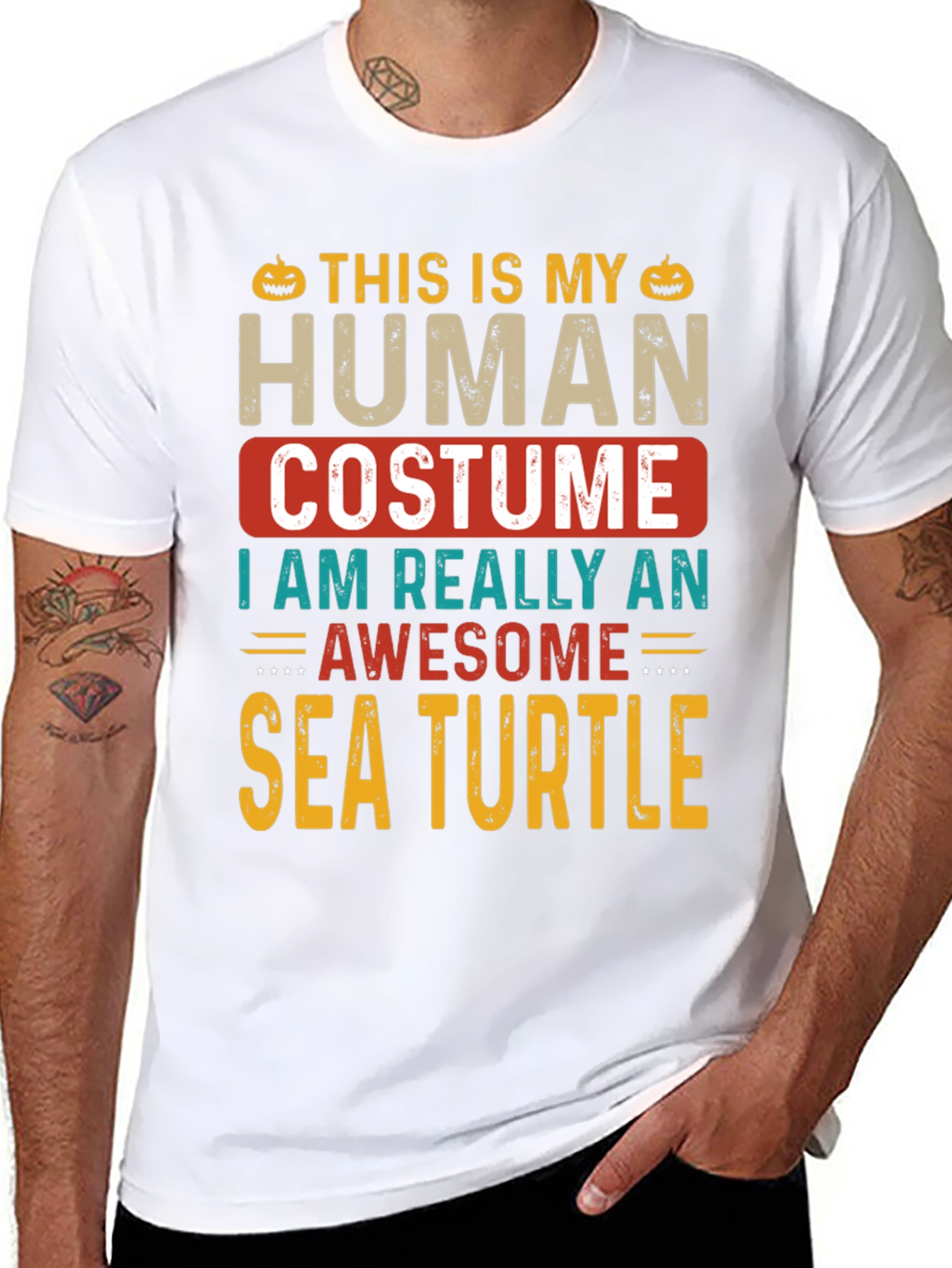 Human Costume Sea Turtle T-Shirt - Funny Halloween Tee