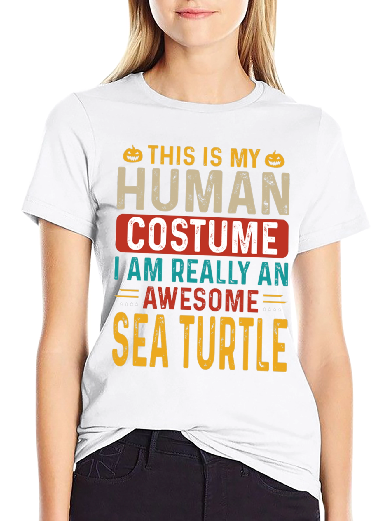 Human Costume Sea Turtle T-Shirt - Funny Halloween Tee