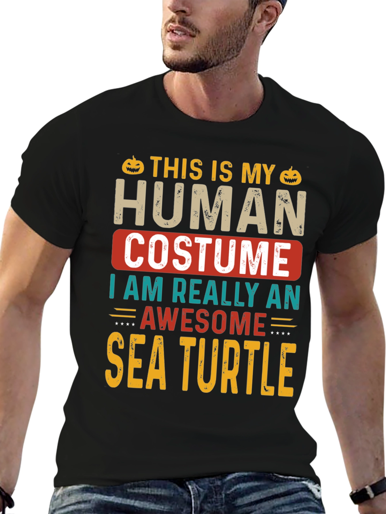 Human Costume Sea Turtle T-Shirt - Funny Halloween Tee