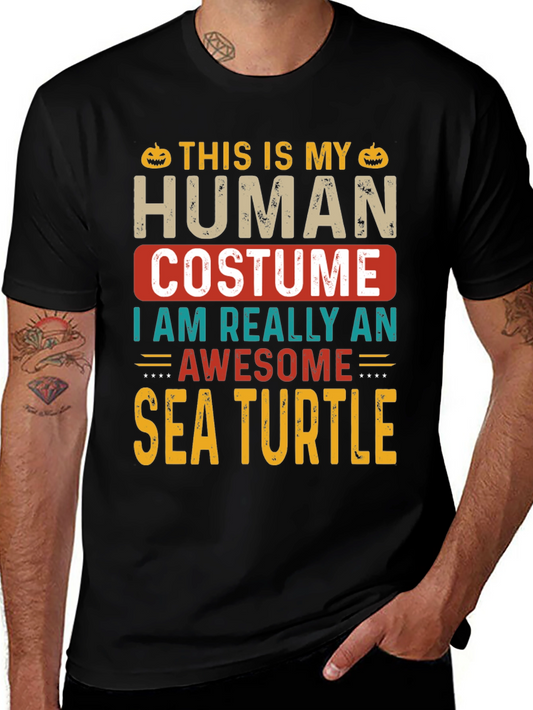 Human Costume Sea Turtle T-Shirt - Funny Halloween Tee