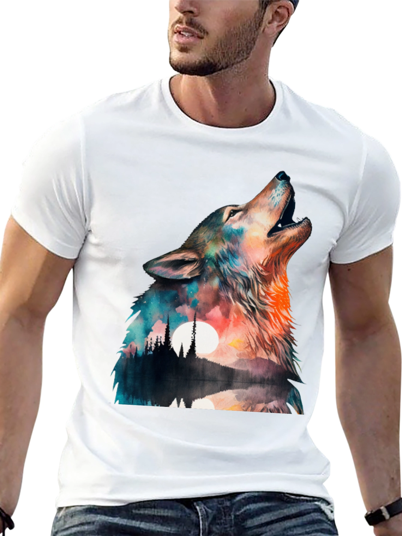 Wolf Howl Graphic T-Shirt - Nature Design