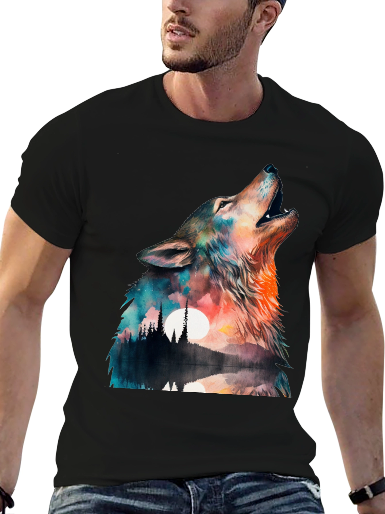 Wolf Howl Graphic T-Shirt - Nature Design