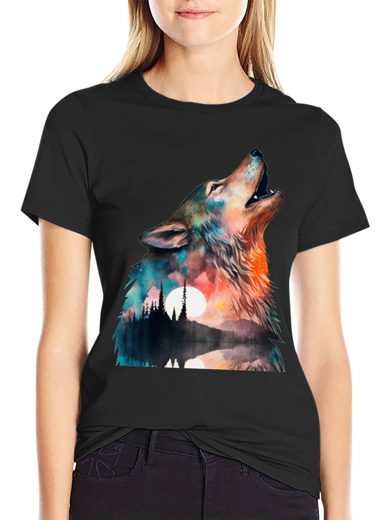 Wolf Howl Graphic T-Shirt - Nature Design