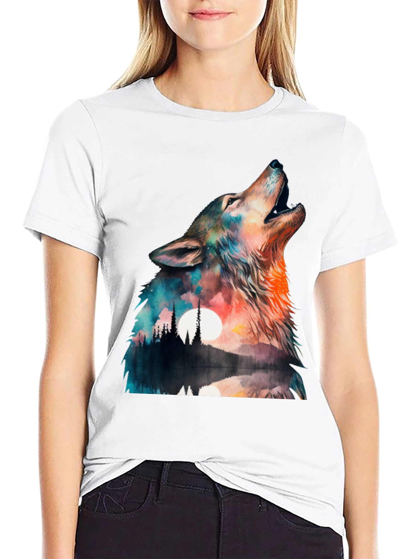 Wolf Howl Graphic T-Shirt - Nature Design