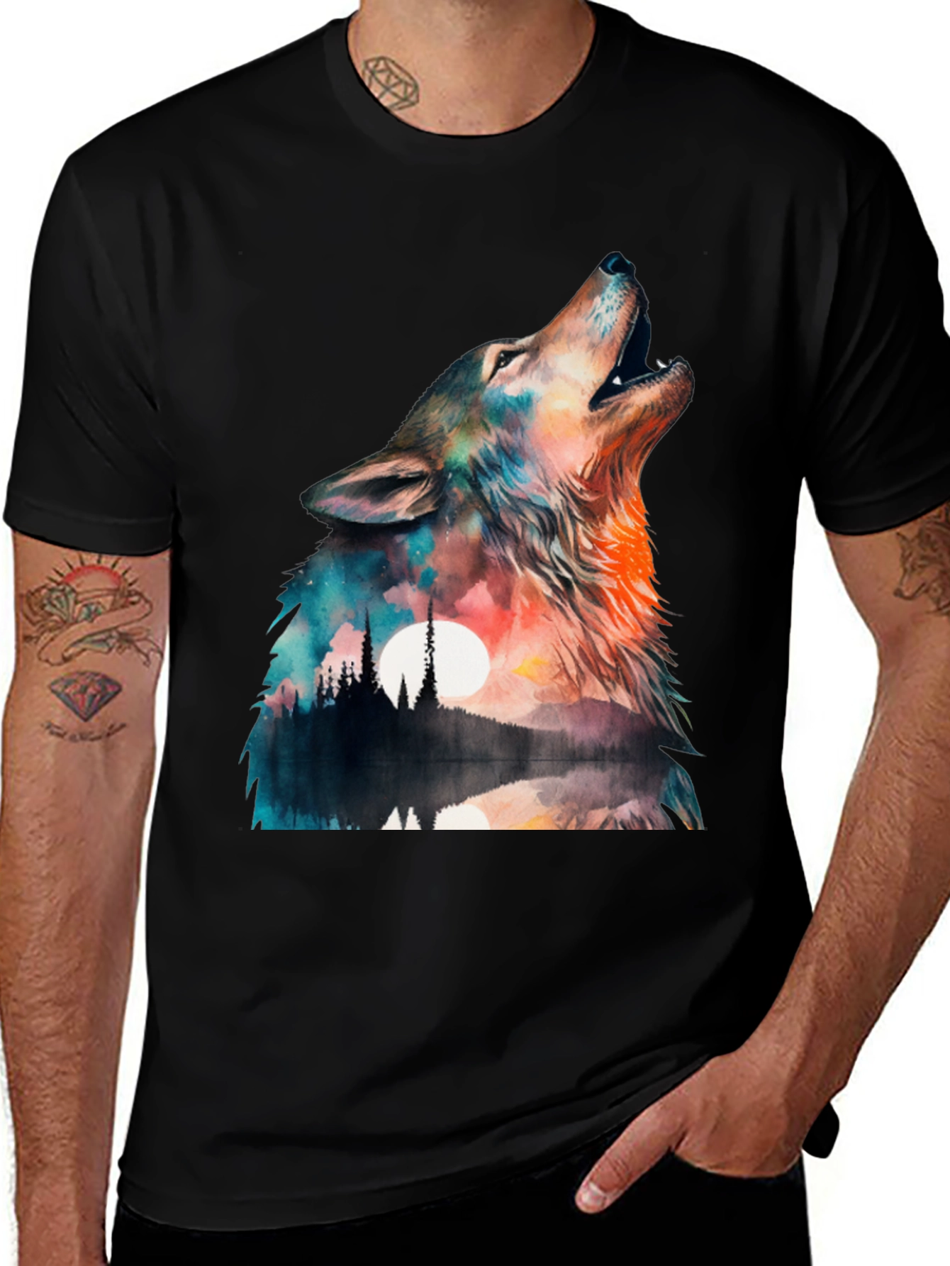 Wolf Howl Graphic T-Shirt - Nature Design