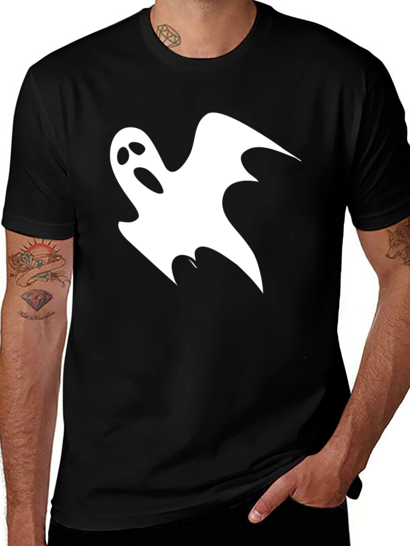 Spooky Ghost Graphic Black T-Shirt