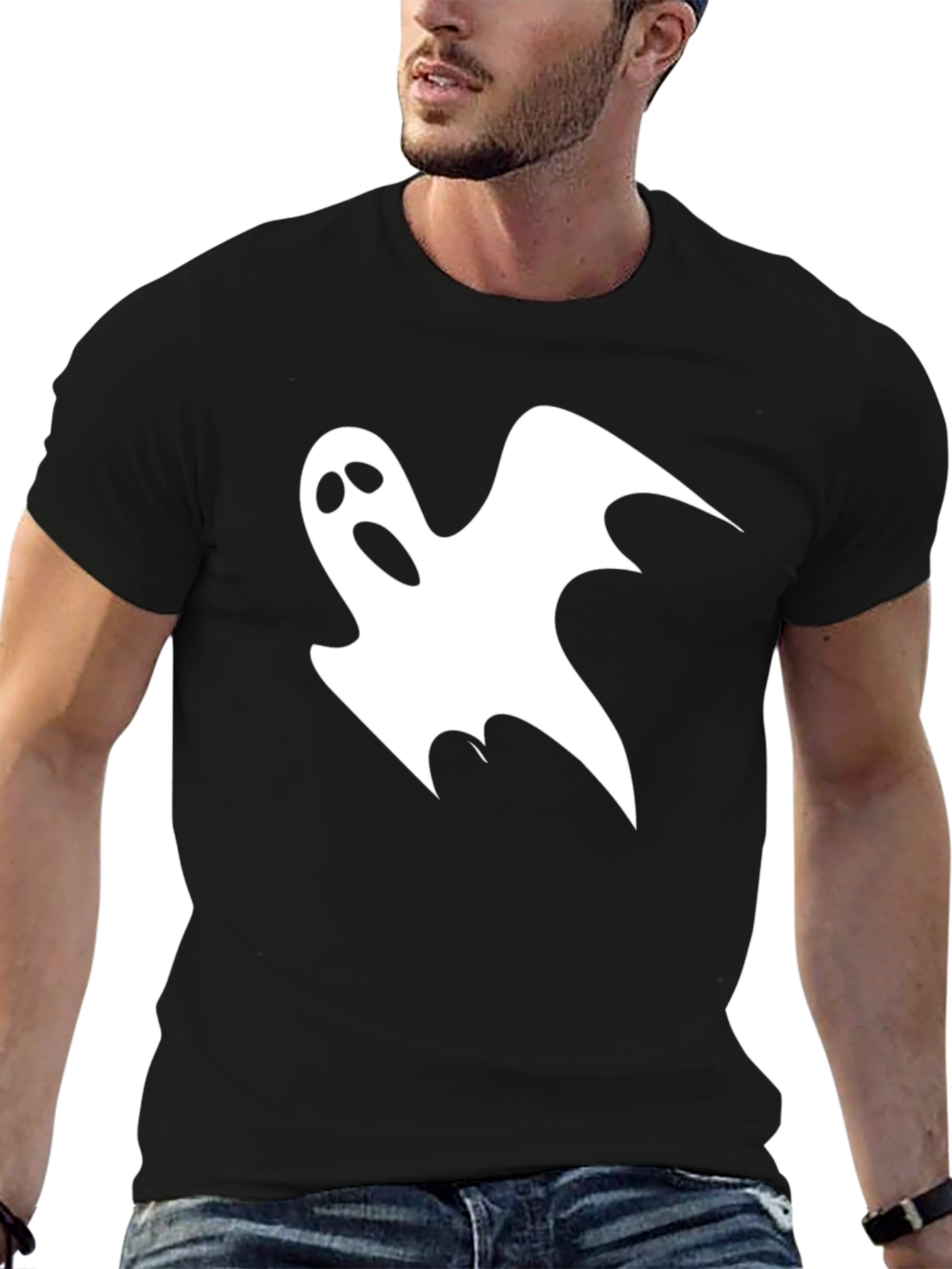 Spooky Ghost Graphic Black T-Shirt