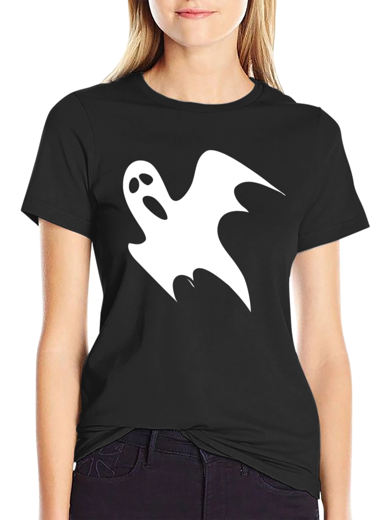 Spooky Ghost Graphic Black T-Shirt