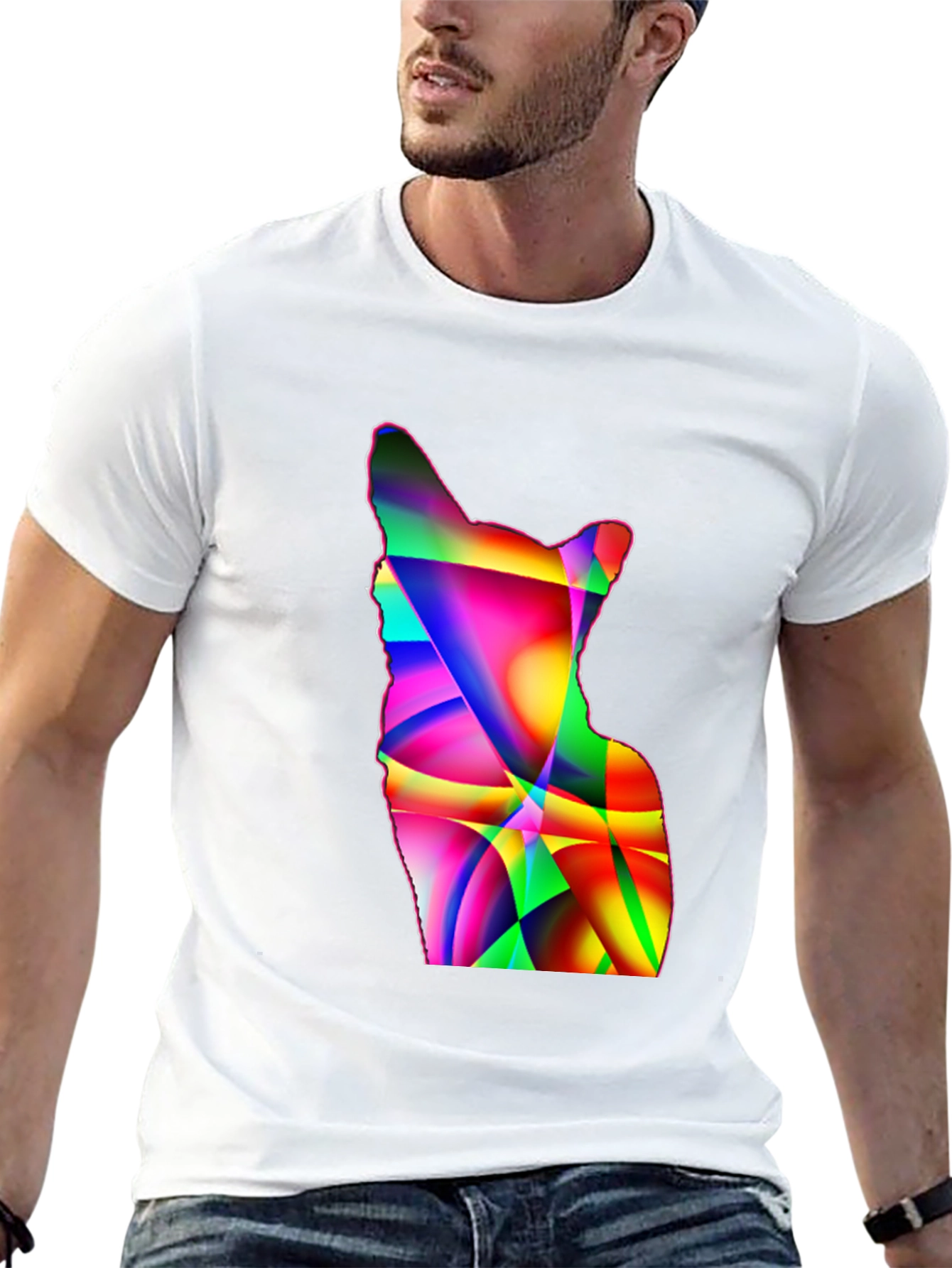Abstract Geometric Dog Graphic Tee