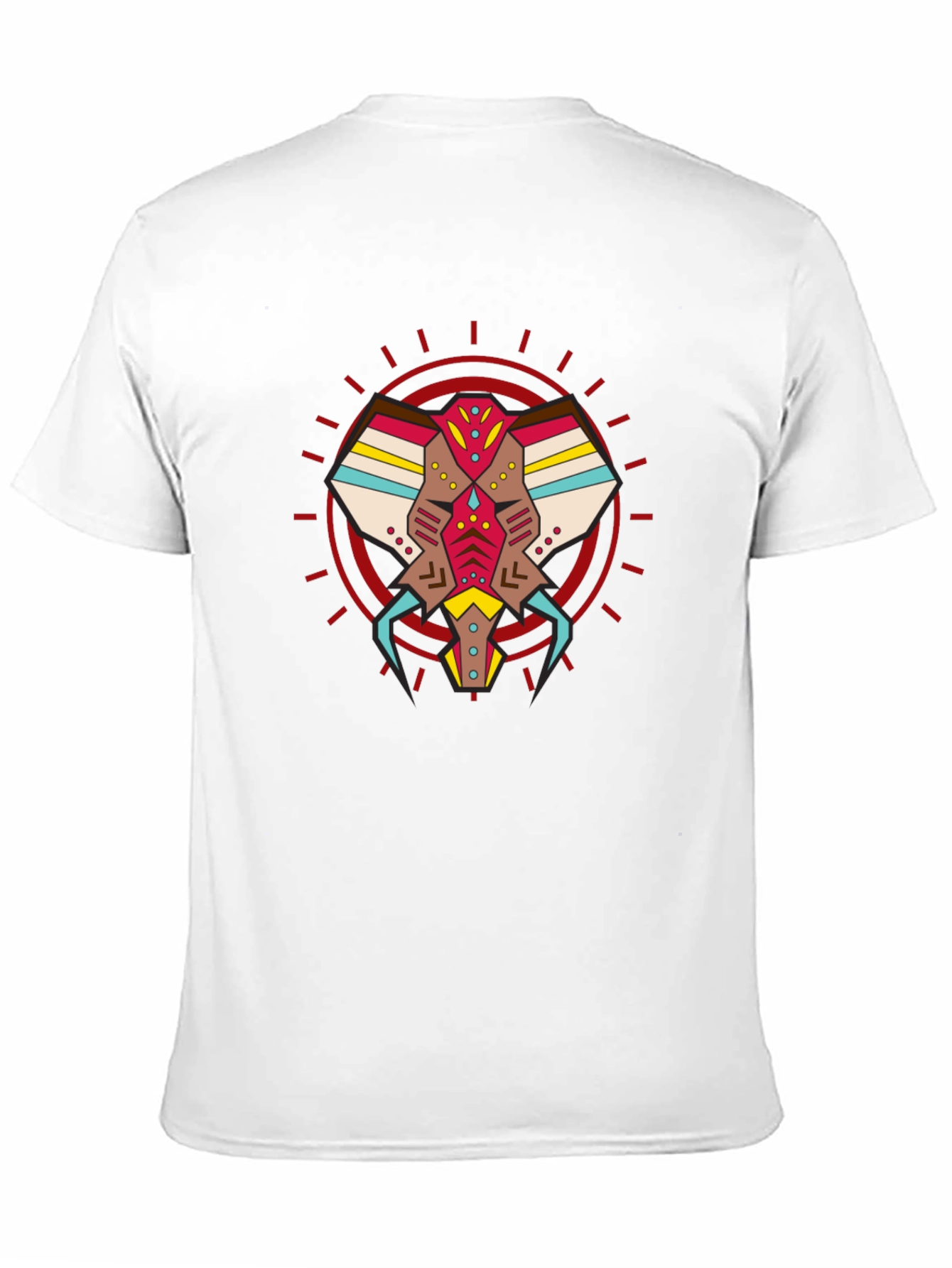 Abstract Geometric Elephant Graphic Tee - Black