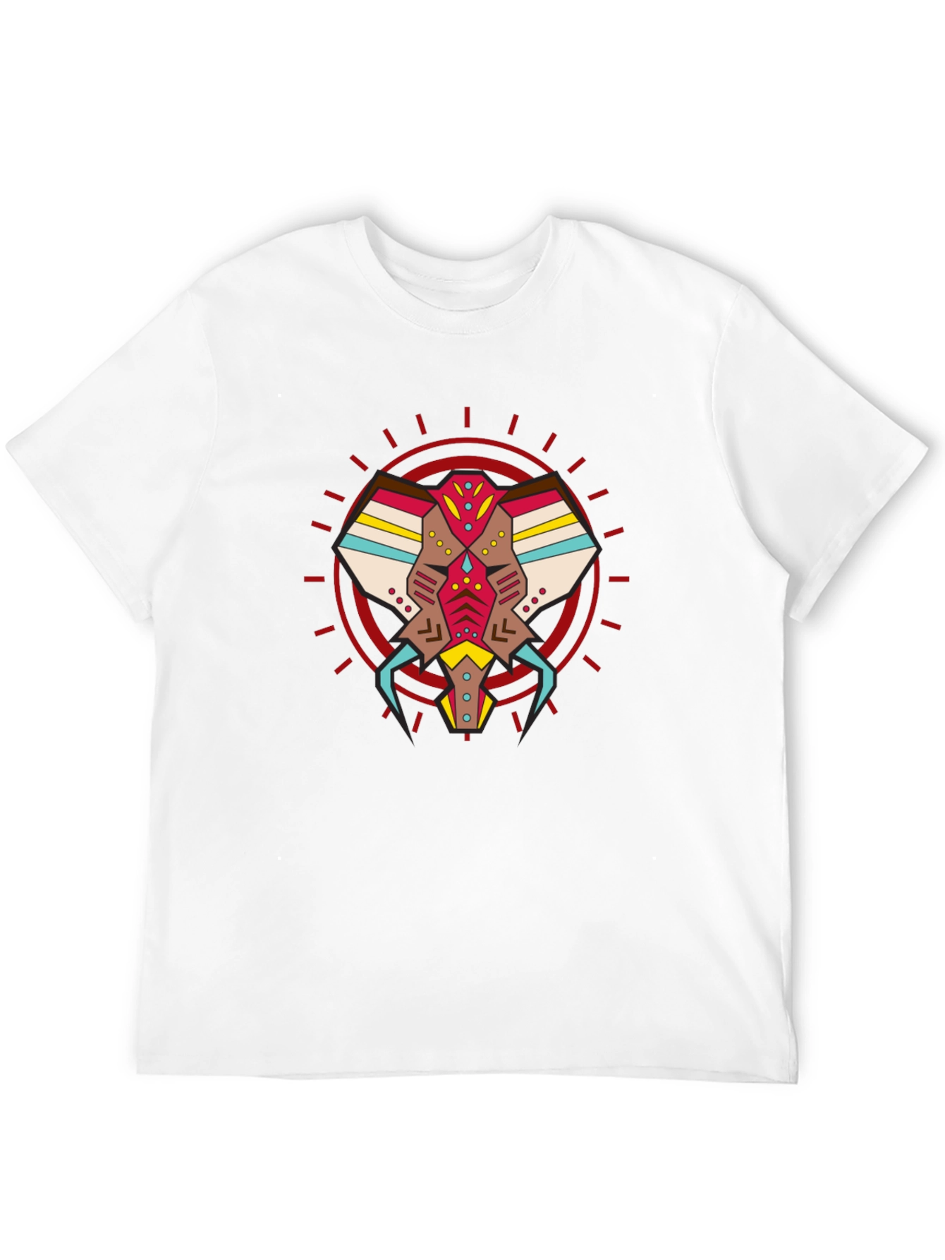Abstract Geometric Elephant Graphic Tee - Black