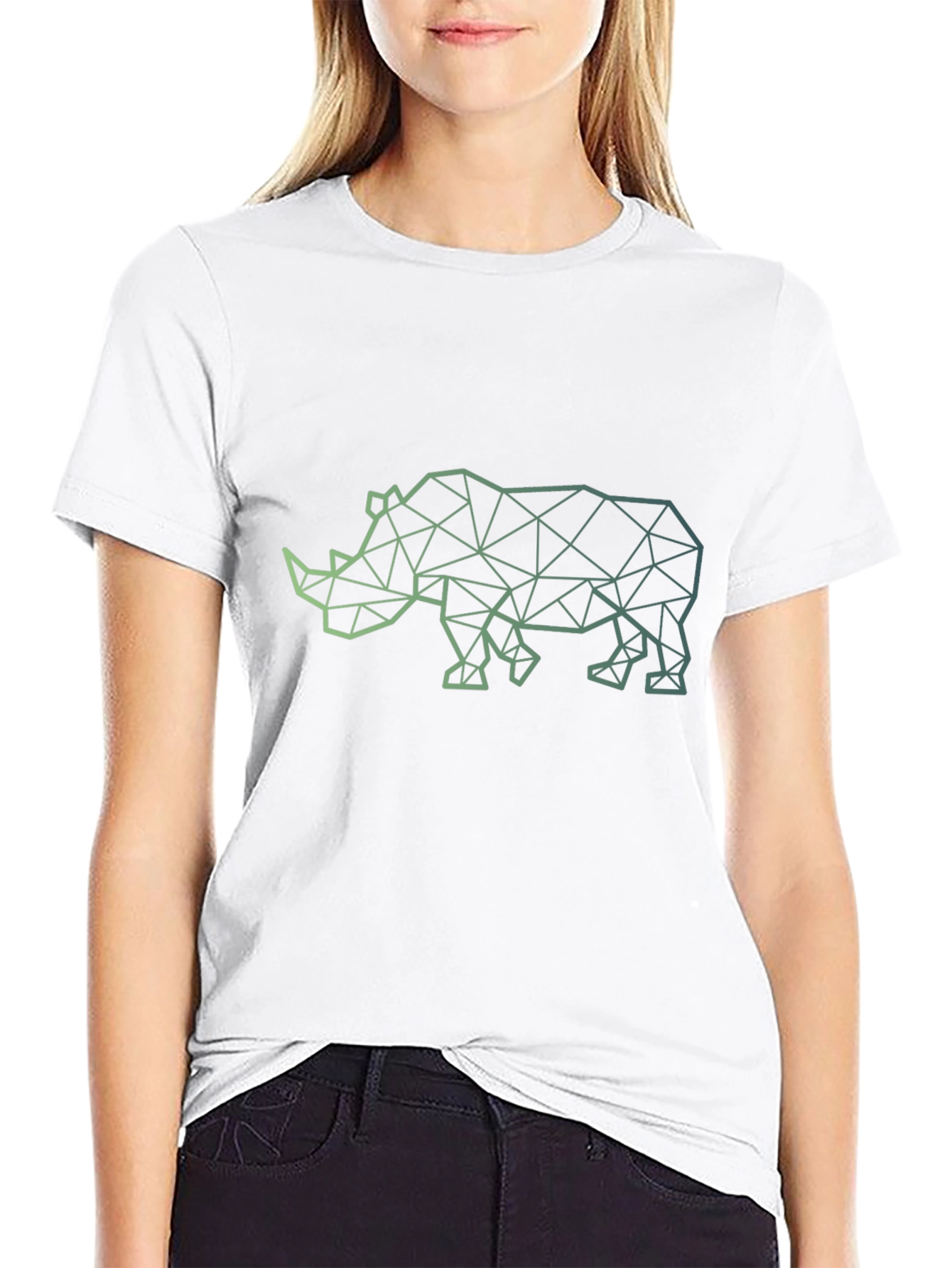 Geometric Rhino Graphic Tee - Modern Mens T-Shirt