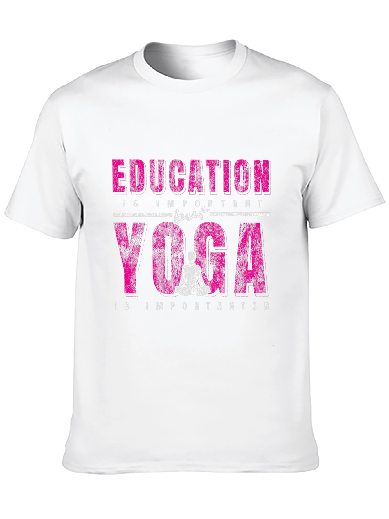 Education vs Yoga Graphic Print Black T-Shirt
