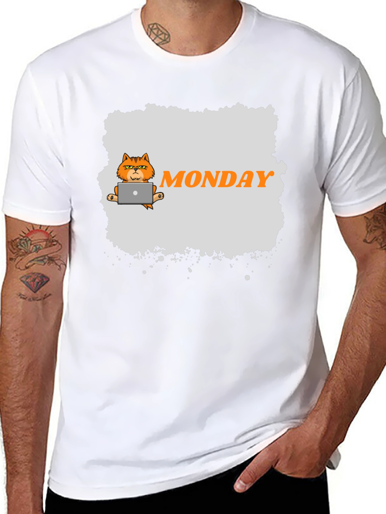 Monday Cat Graphic T-Shirt - Mens Black Tee