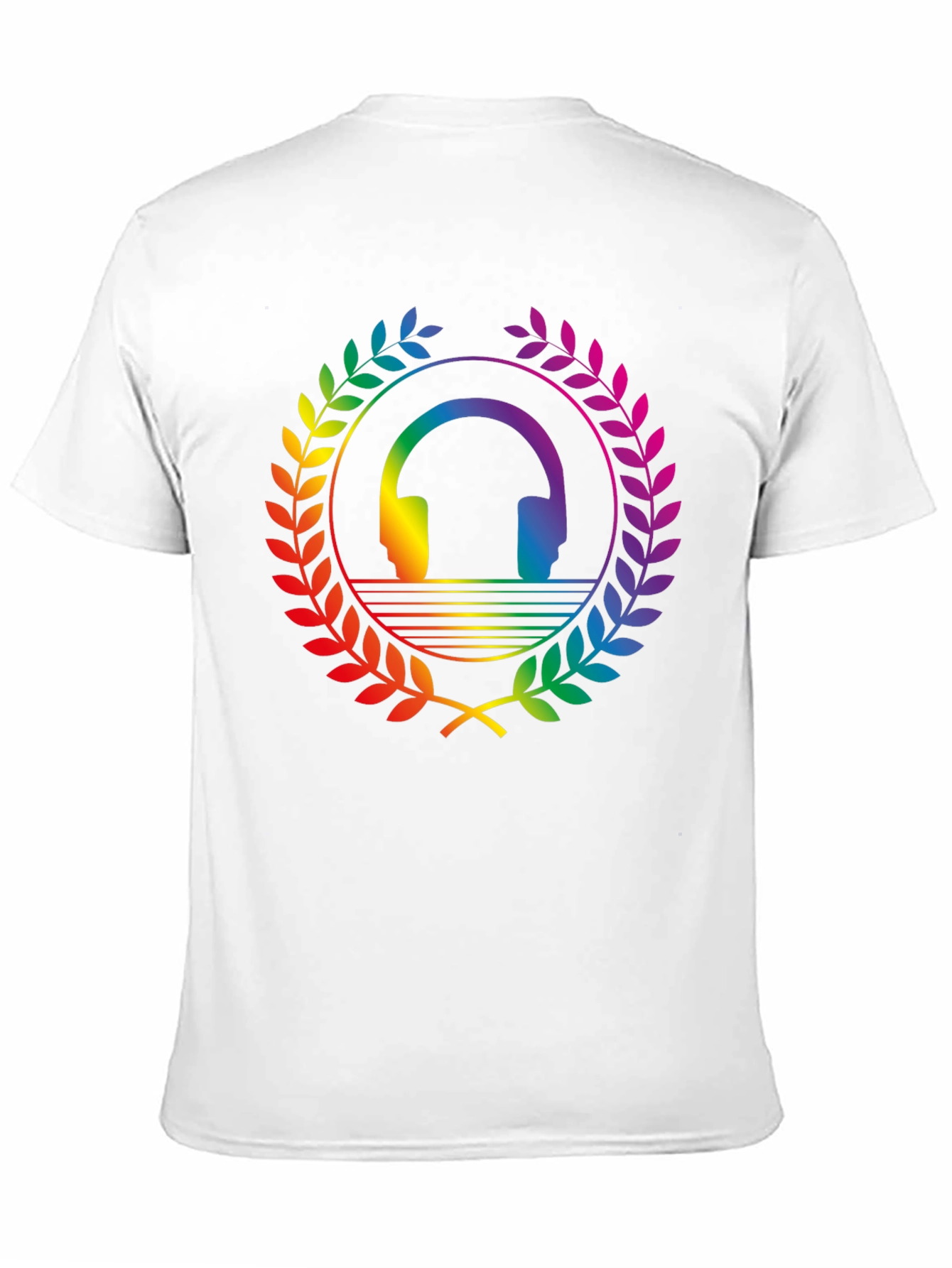 Rainbow Headphone Wreath T-Shirt - Black