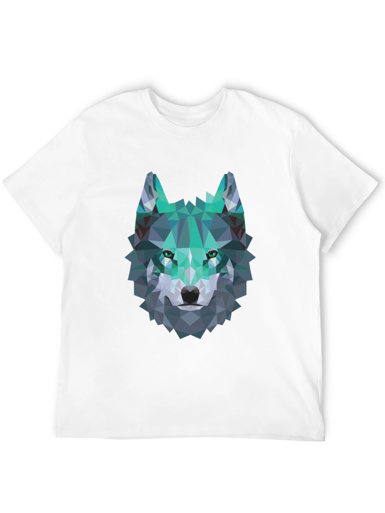 Geometric Wolf Graphic Tee - Modern Mens Black T-Shirt