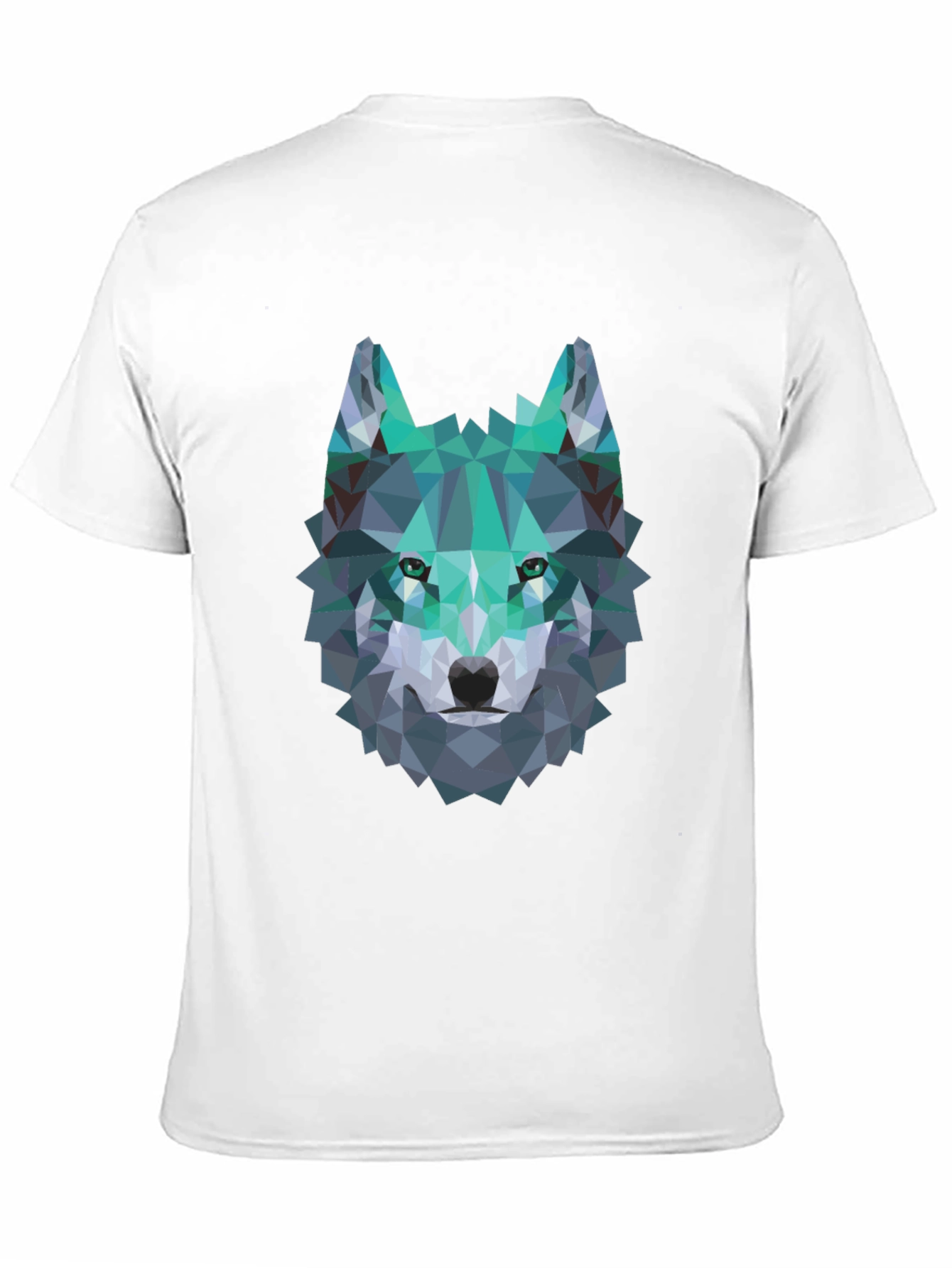 Geometric Wolf Graphic Tee - Modern Mens Black T-Shirt