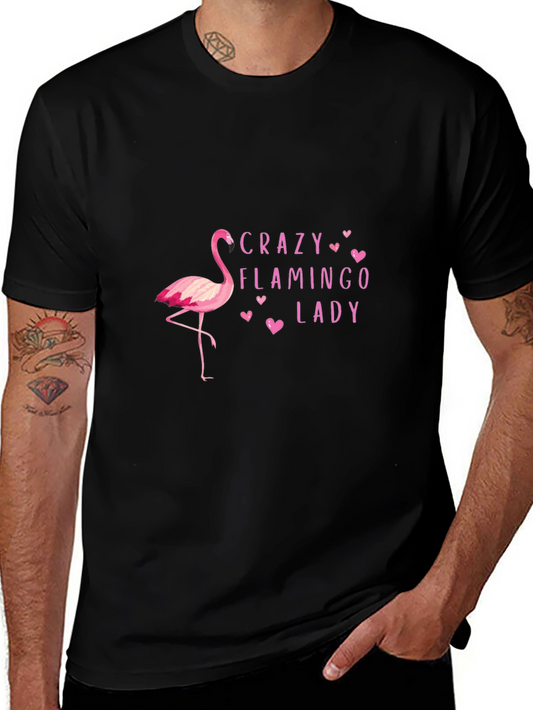 Crazy Flamingo Lady T-Shirt - Pink Graphic Tee
