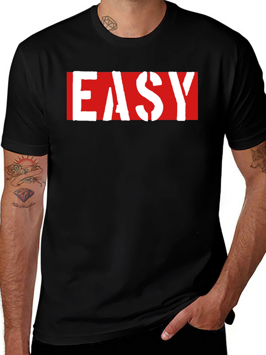 Easy Graphic Print Black T-Shirt