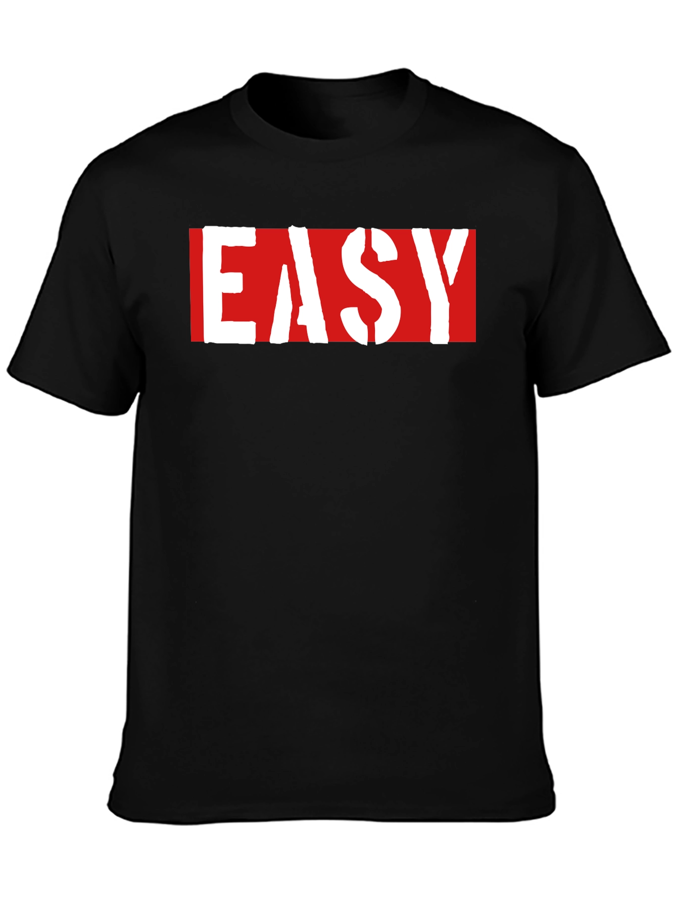 Easy Graphic Print Black T-Shirt
