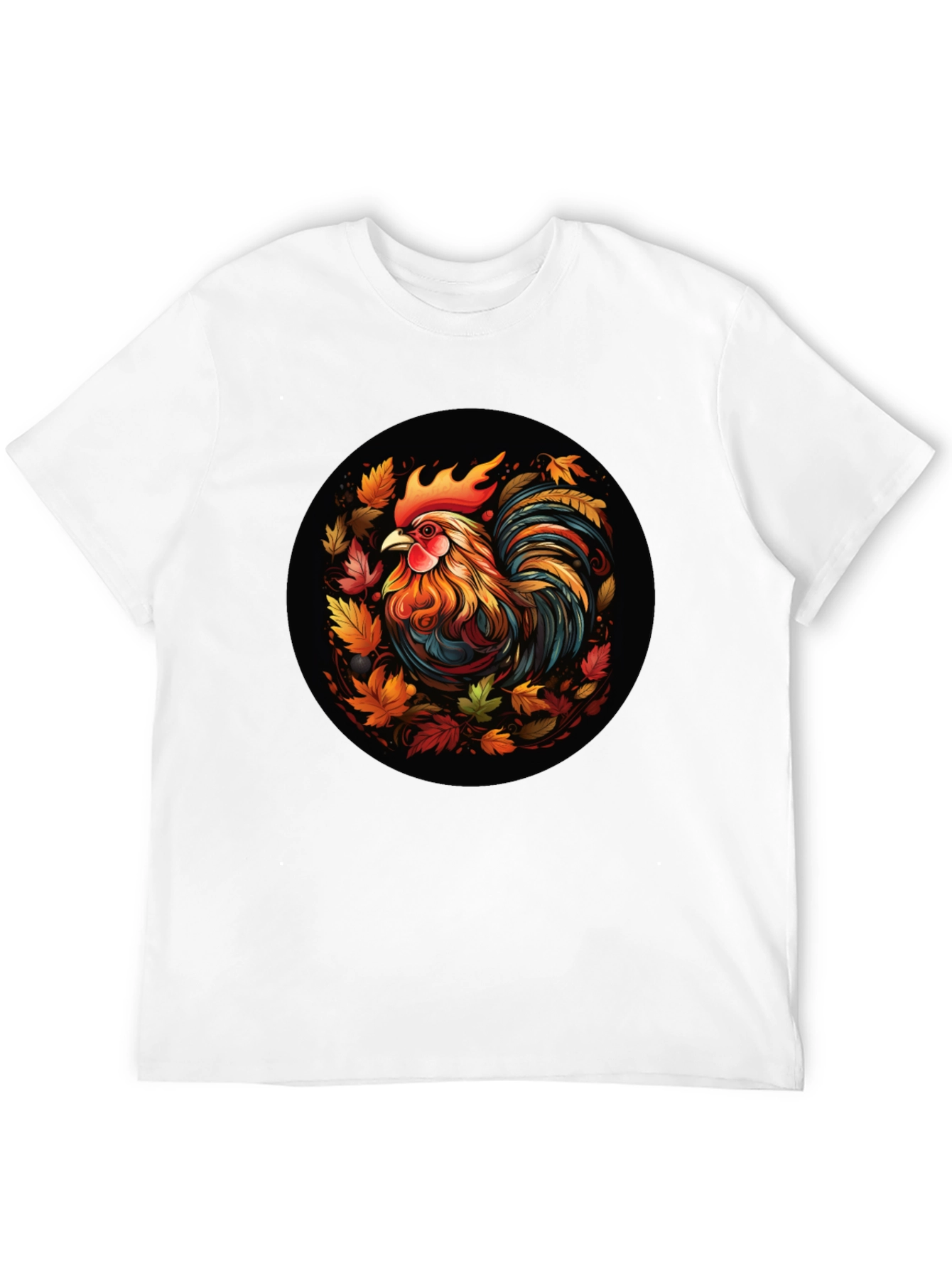 Autumn Rooster T-Shirt - Artistic Fall Design