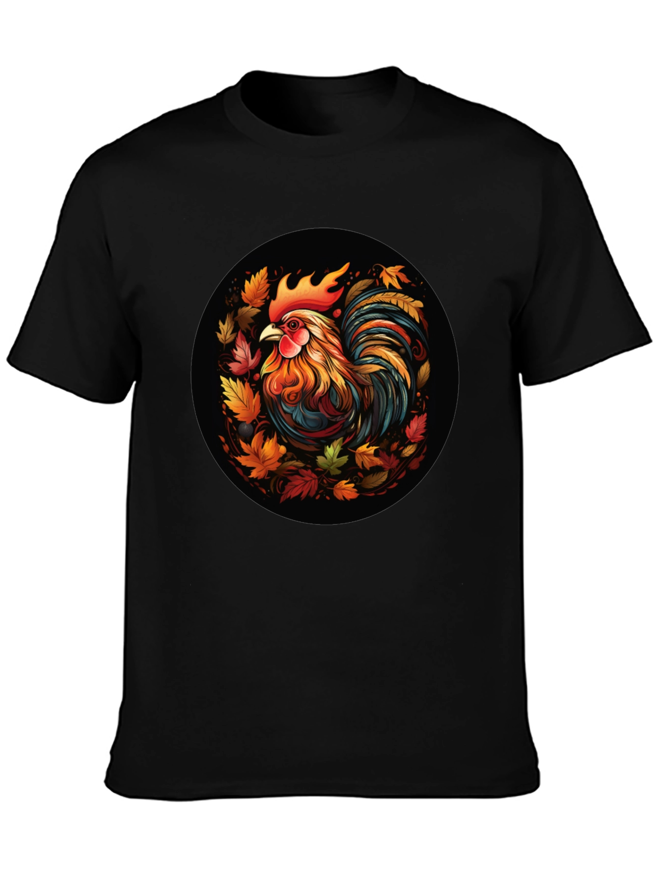 Autumn Rooster T-Shirt - Artistic Fall Design