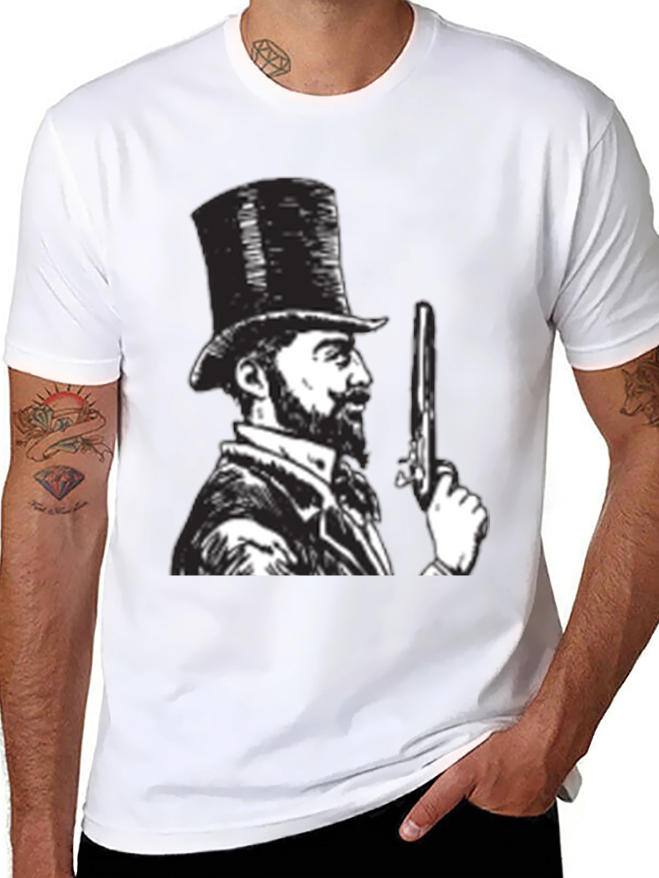 Top Hat Gunman Graphic Tee