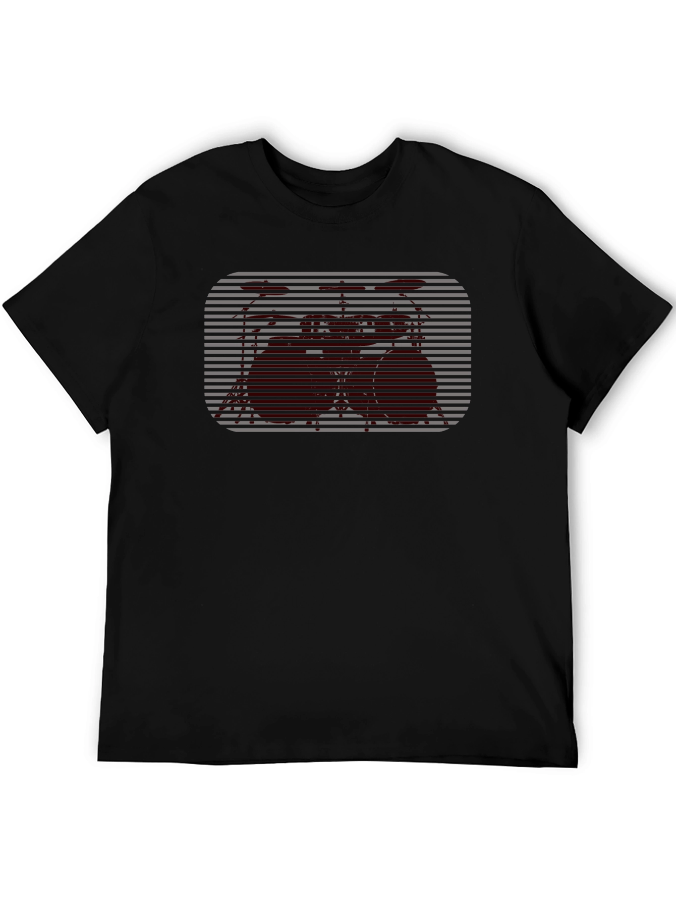 Drum Set Graphic Tee - Black Casual Shirt