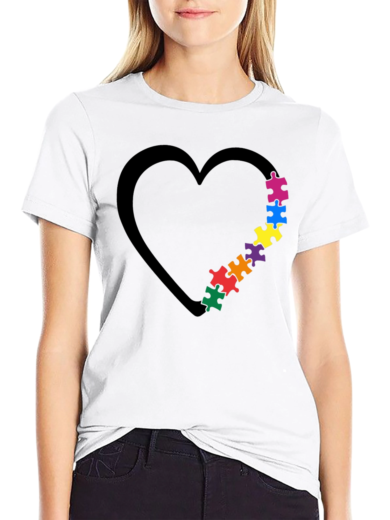 Autism Awareness Heart Puzzle T-Shirt