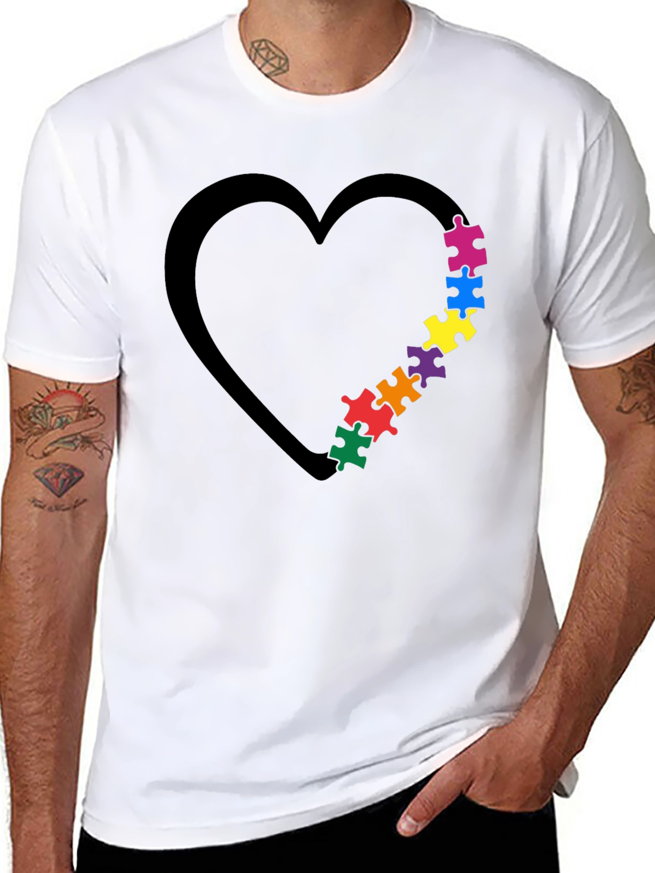 Autism Awareness Heart Puzzle T-Shirt