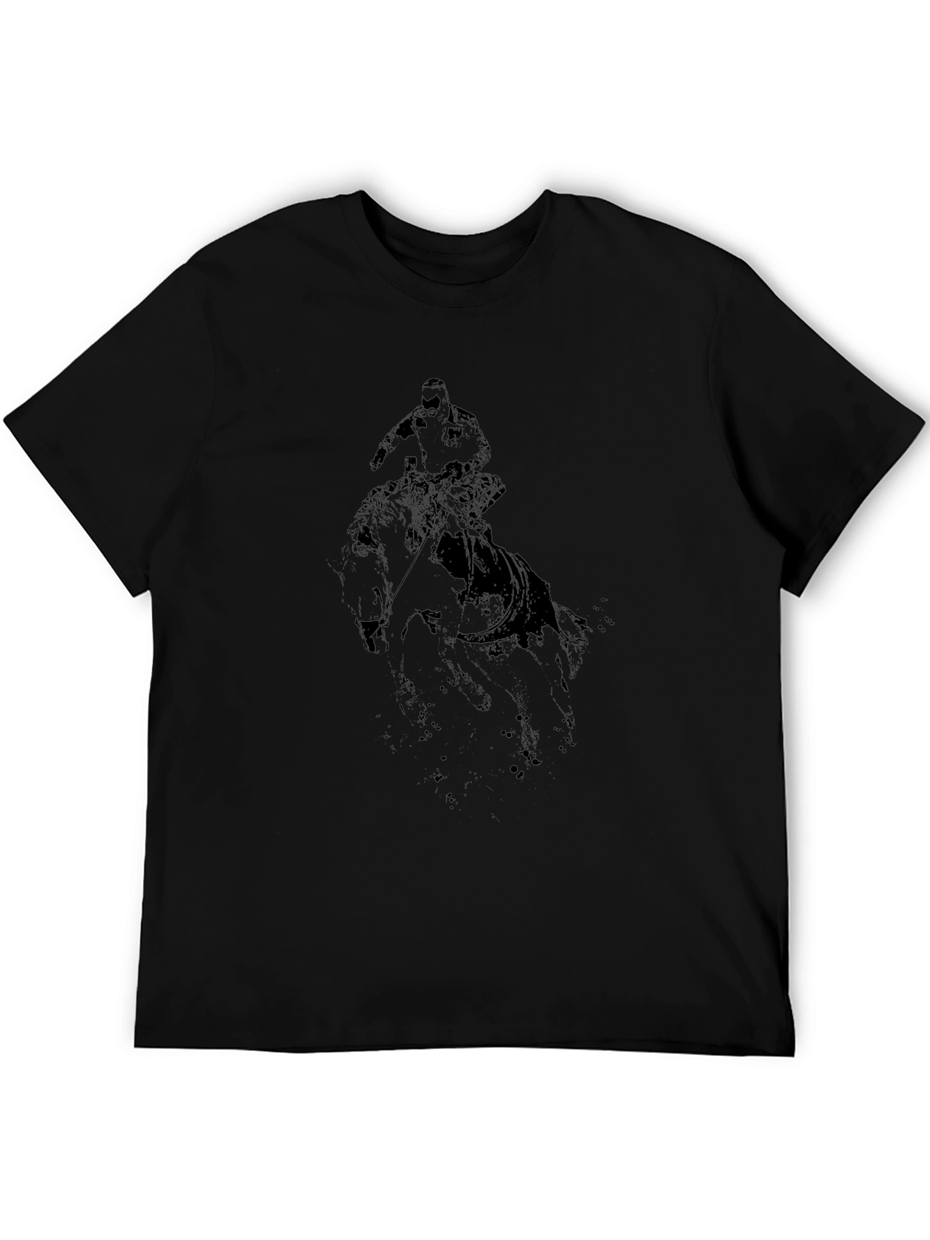 Black Graphic Tee - Cowboy Rider Design