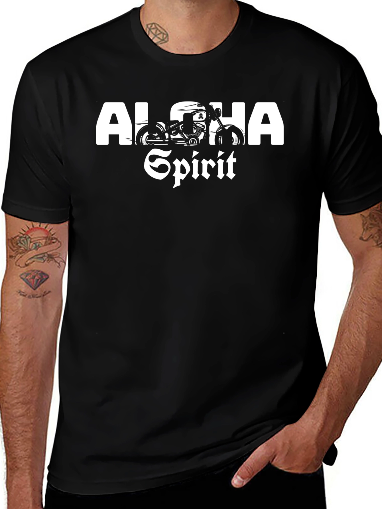 Aloha Spirit Motorcycle Graphic Tee - Black