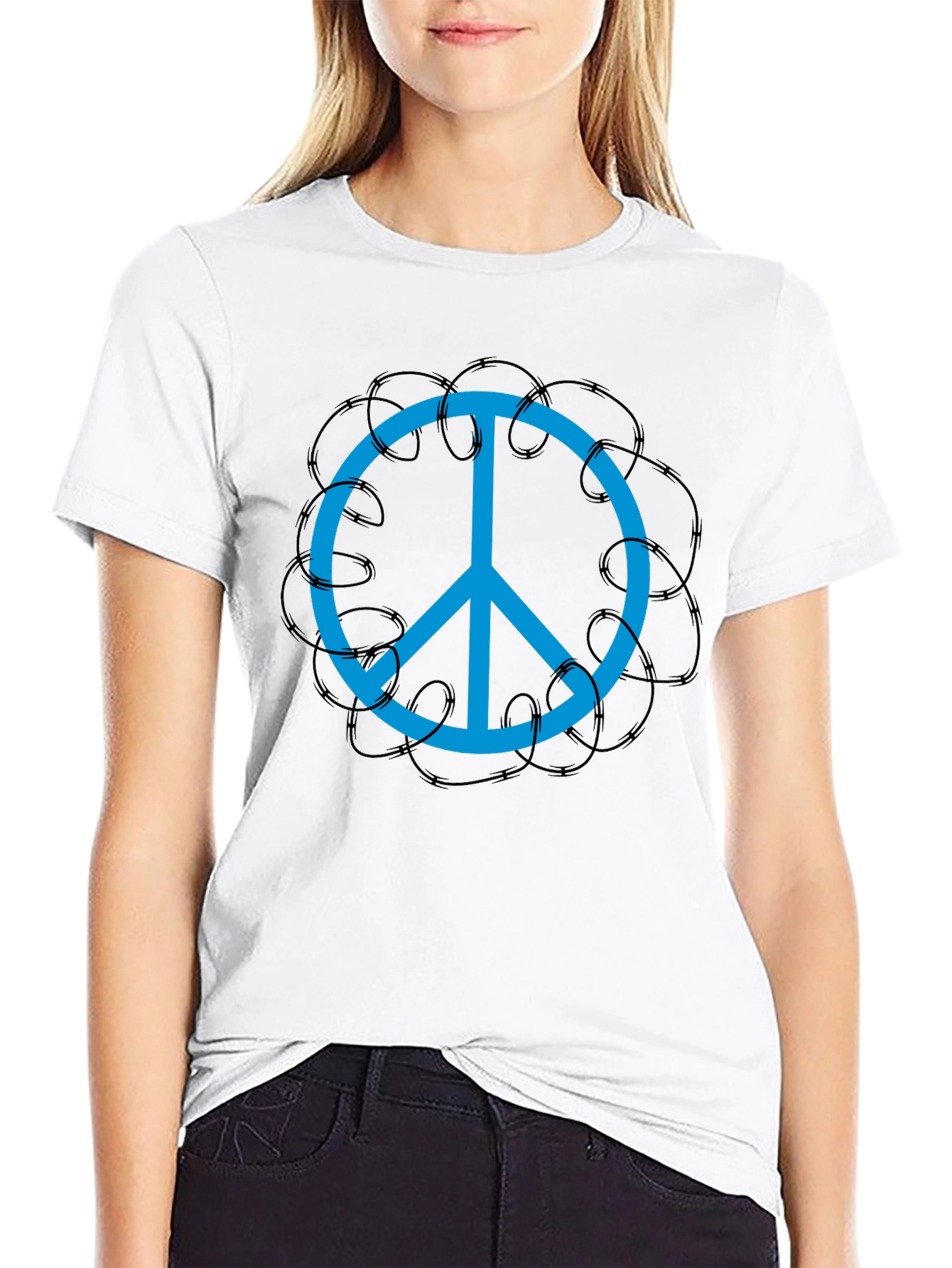 Peace Sign T-Shirt - Barbed Wire Design