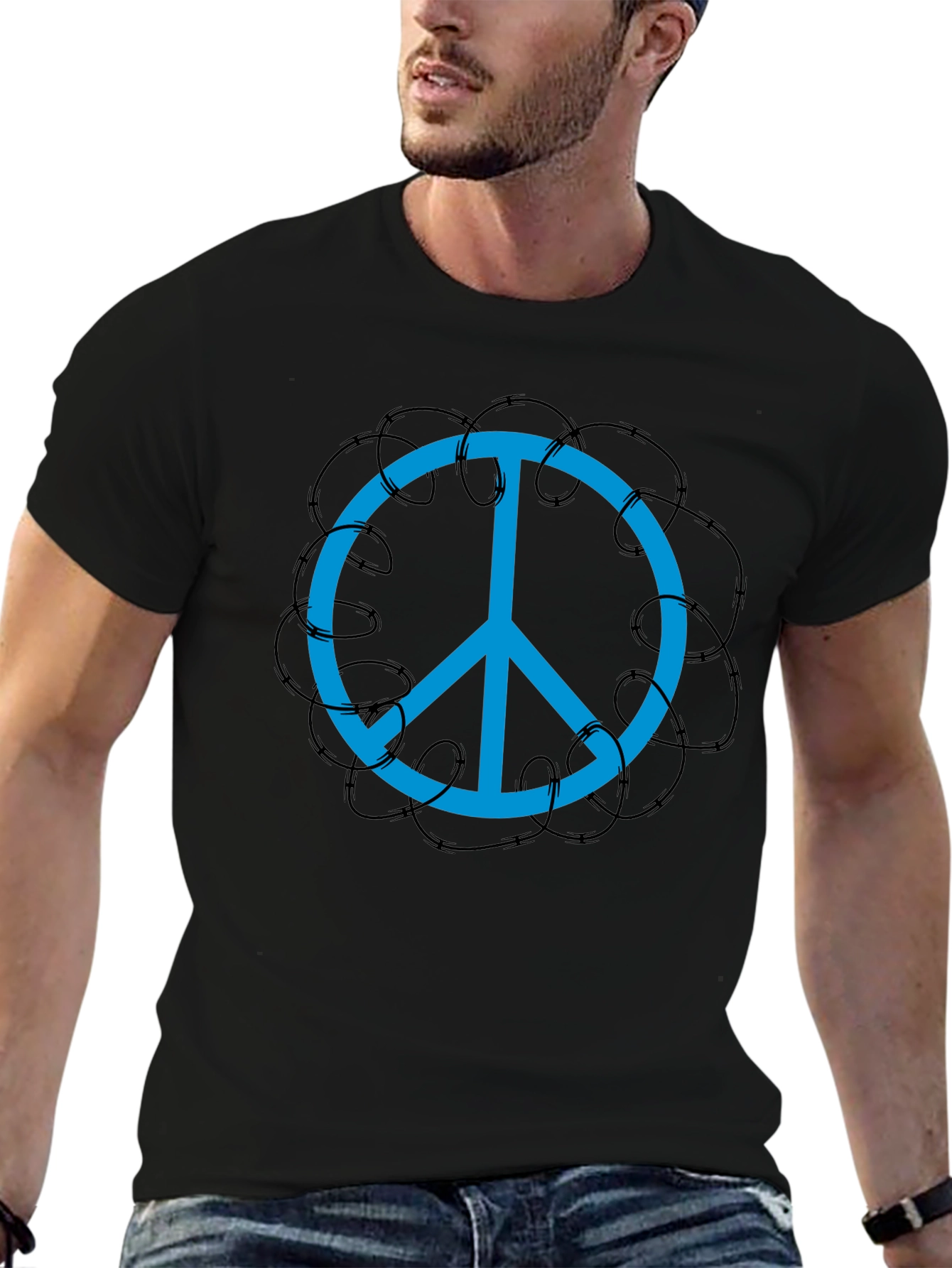 Peace Sign T-Shirt - Barbed Wire Design