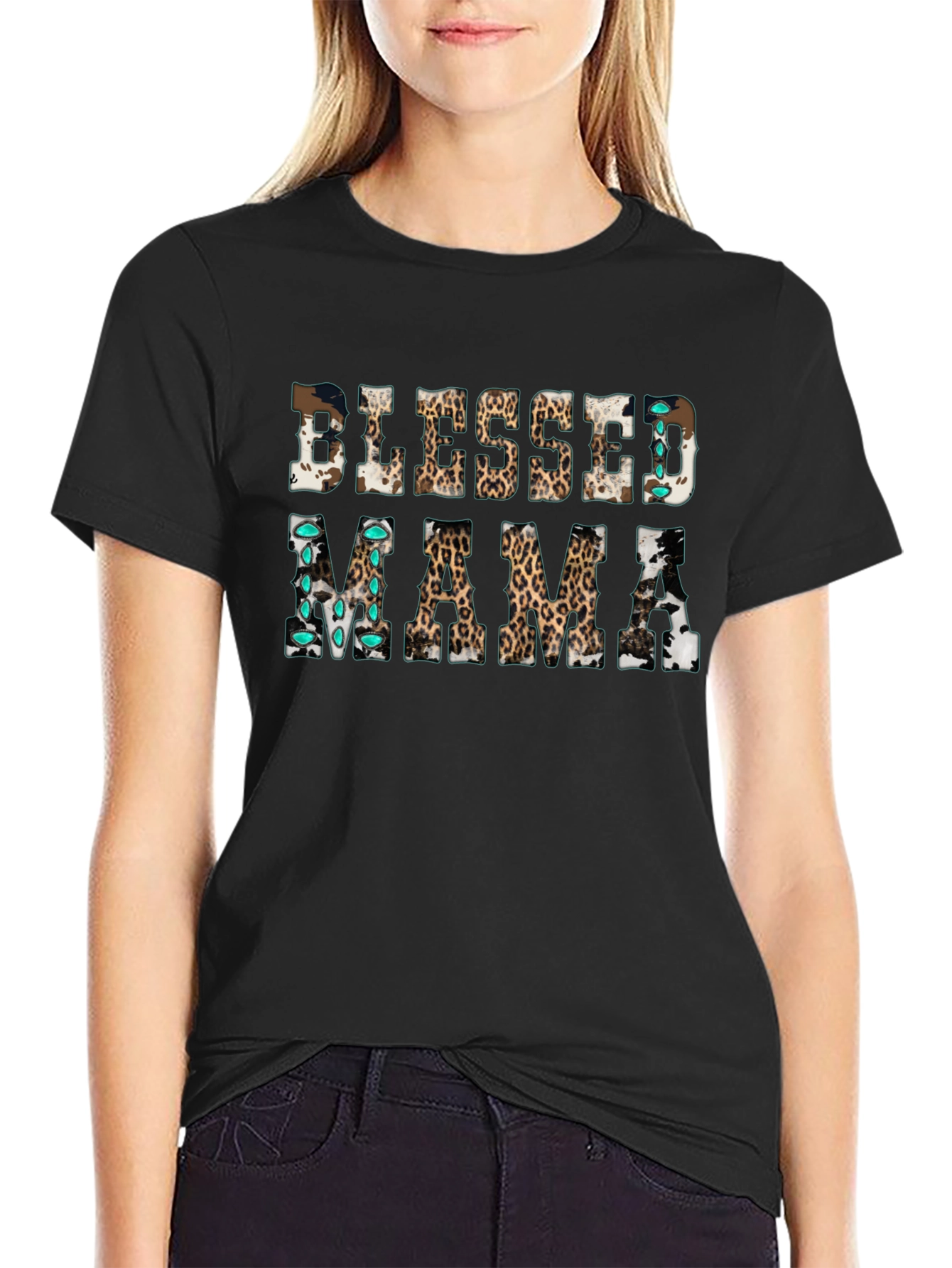 Blessed Mama T-Shirt: Unique Animal Print Design