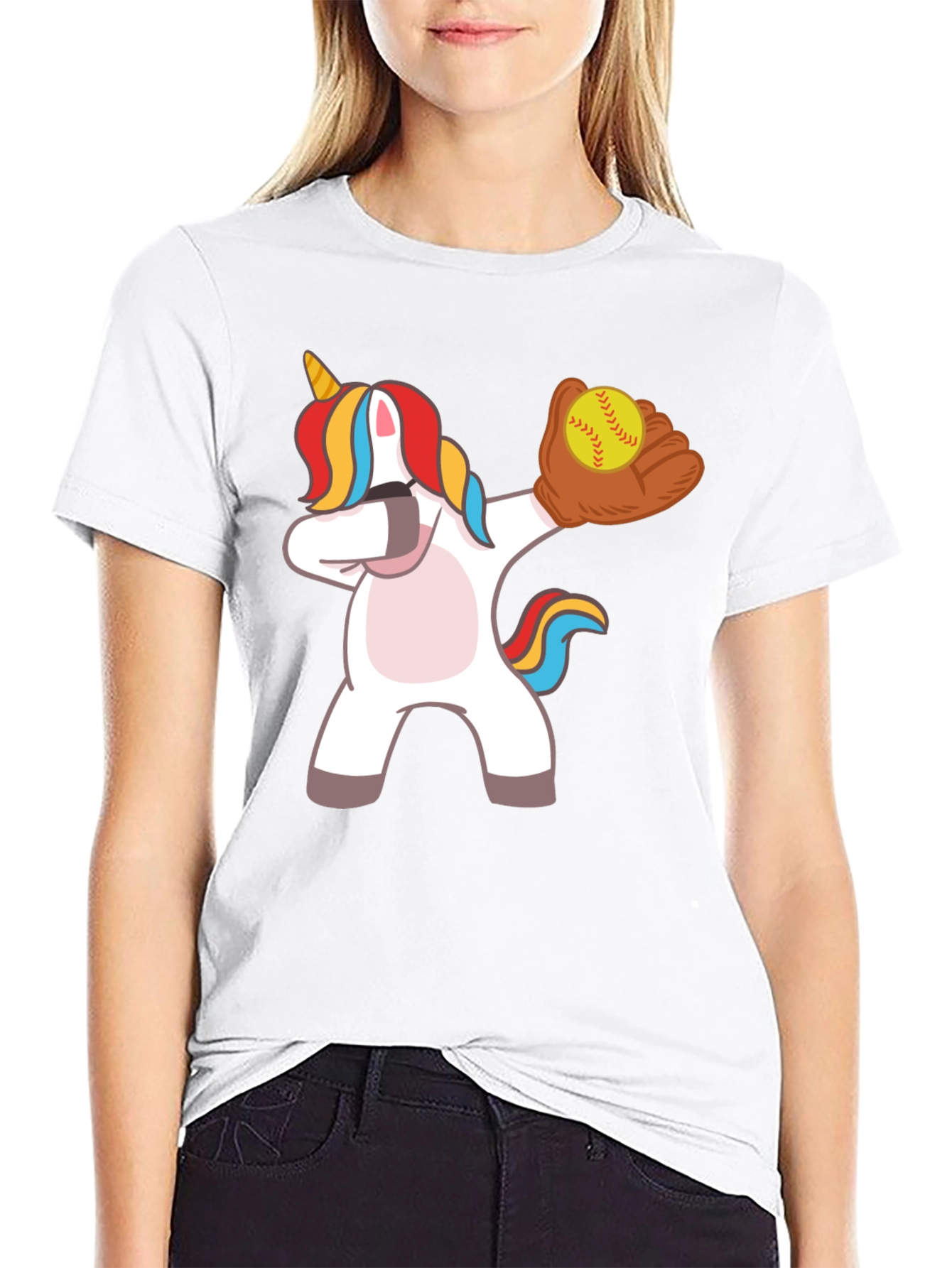 Dabbing Unicorn Softball T-Shirt