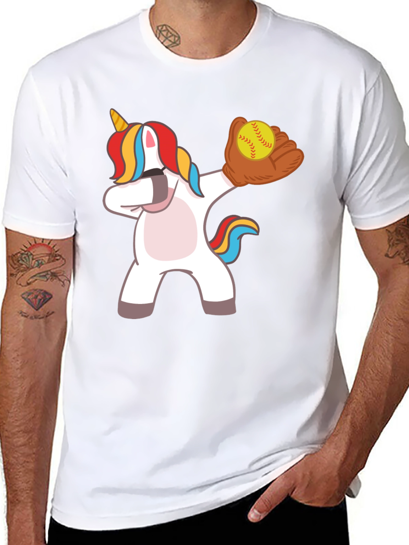 Dabbing Unicorn Softball T-Shirt