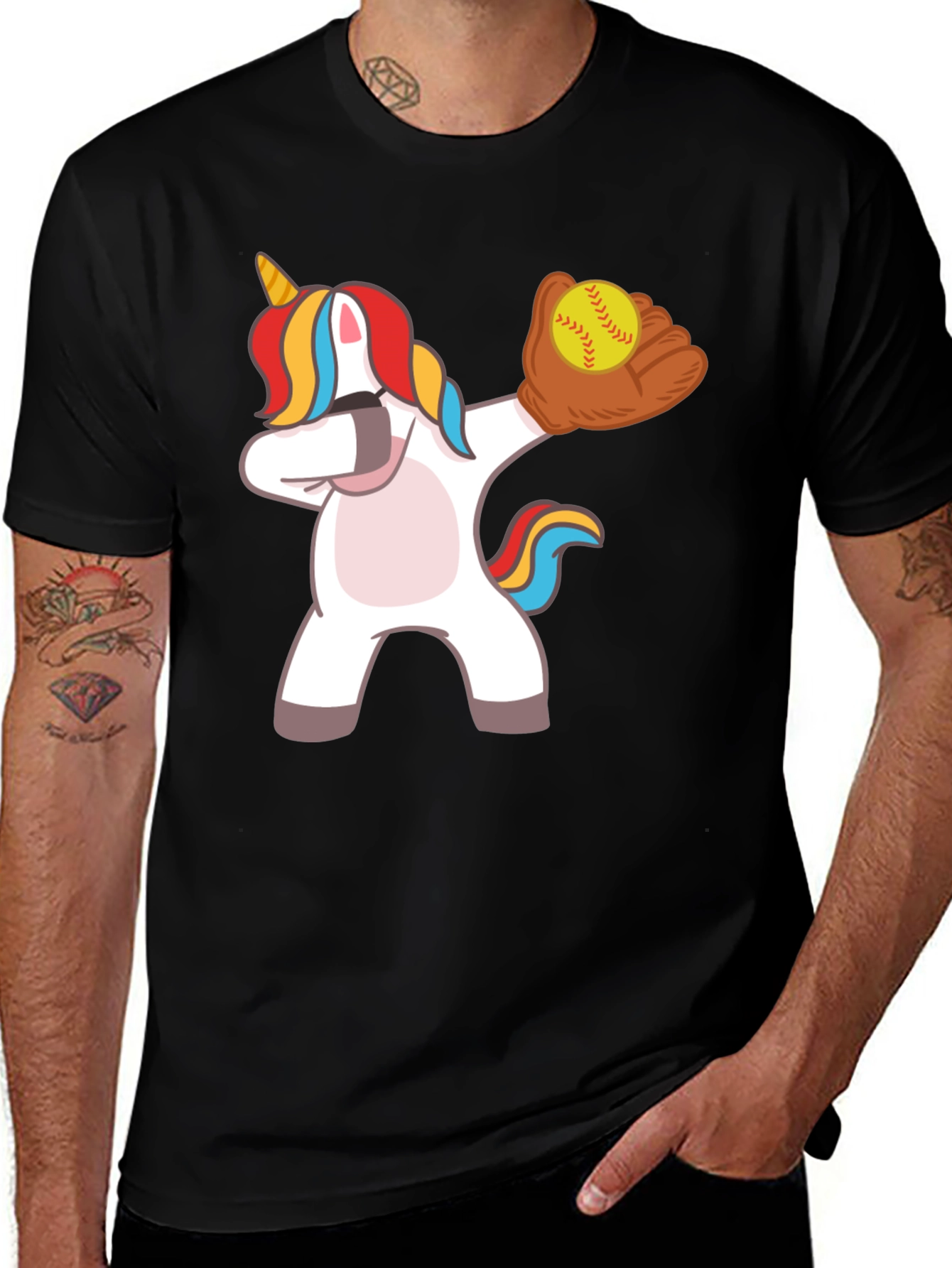 Dabbing Unicorn Softball T-Shirt
