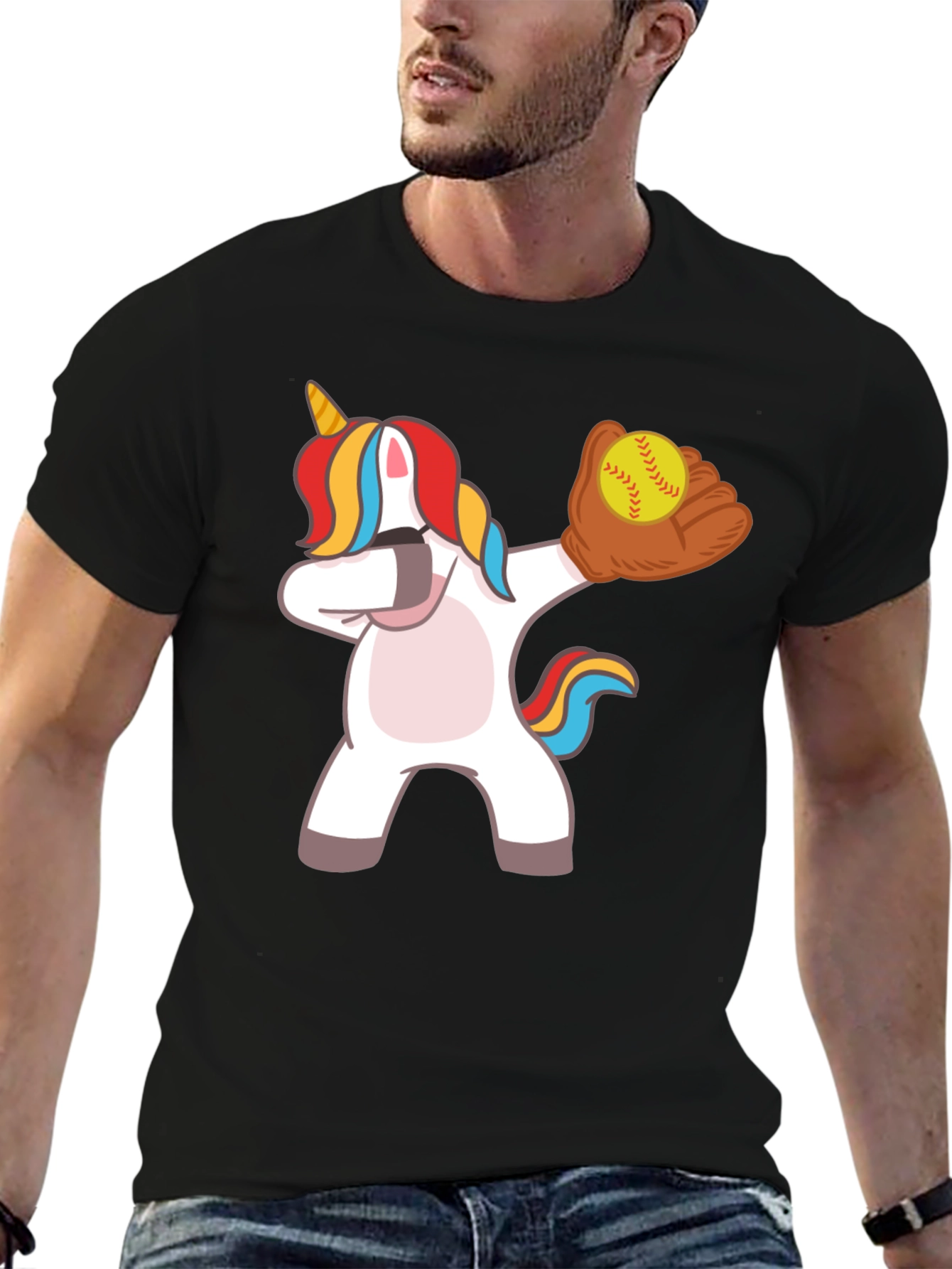 Dabbing Unicorn Softball T-Shirt