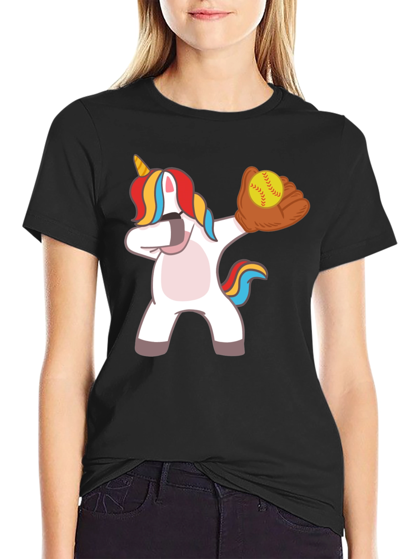 Dabbing Unicorn Softball T-Shirt
