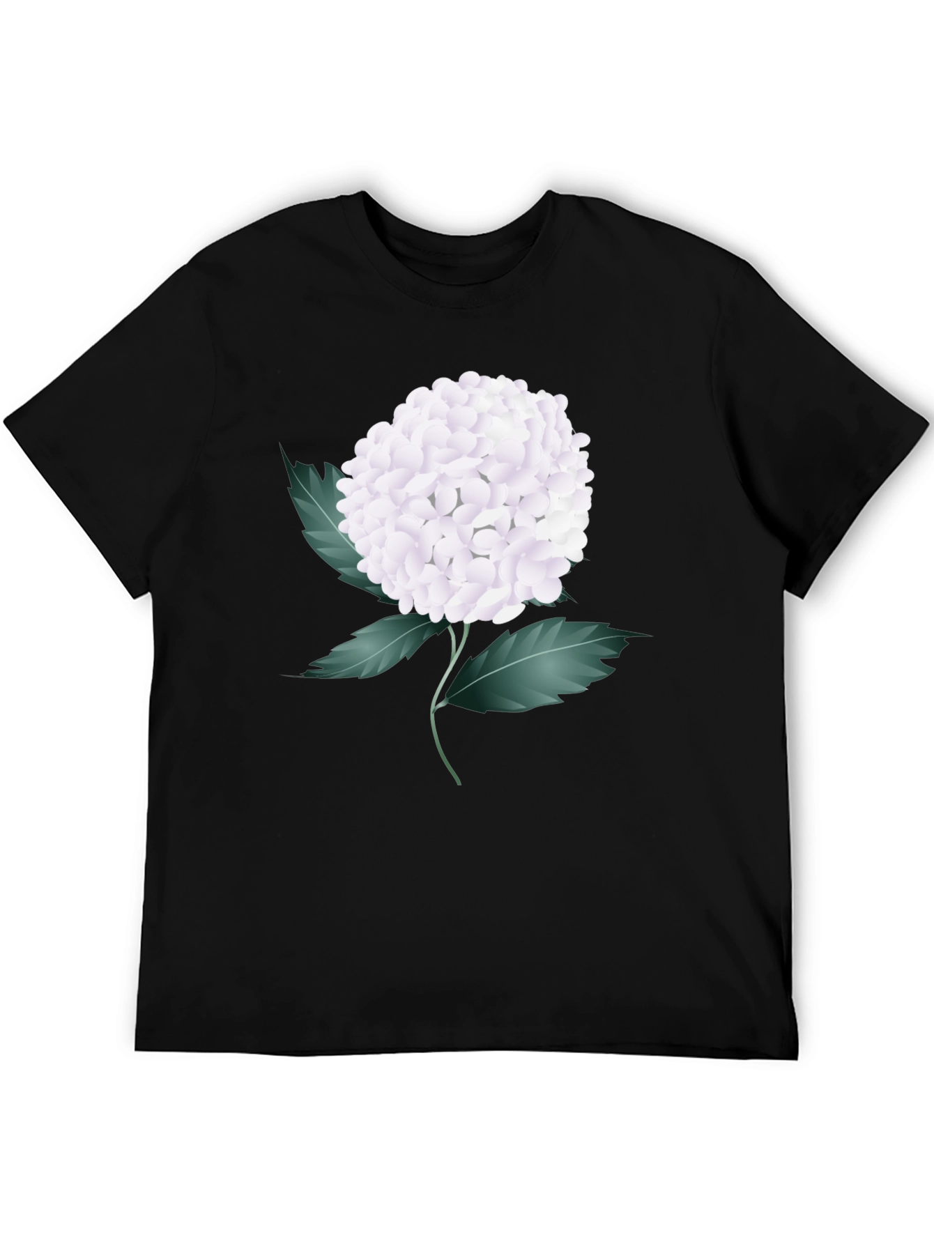 Floral Graphic Tee - White Hydrangea on Black