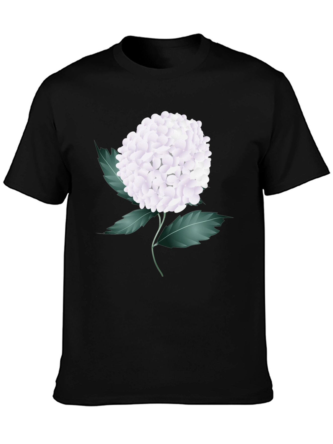Floral Graphic Tee - White Hydrangea on Black