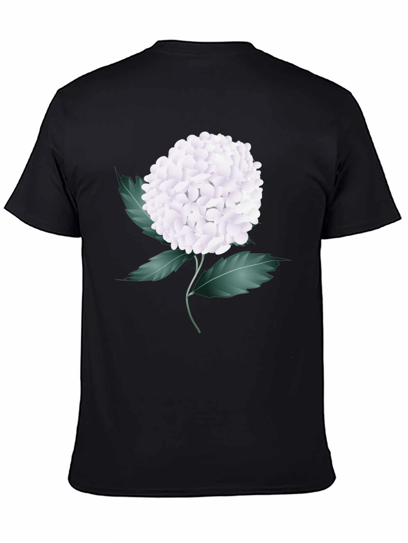 Floral Graphic Tee - White Hydrangea on Black