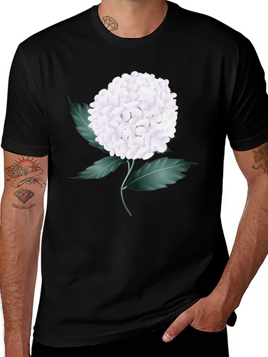 Floral Graphic Tee - White Hydrangea on Black