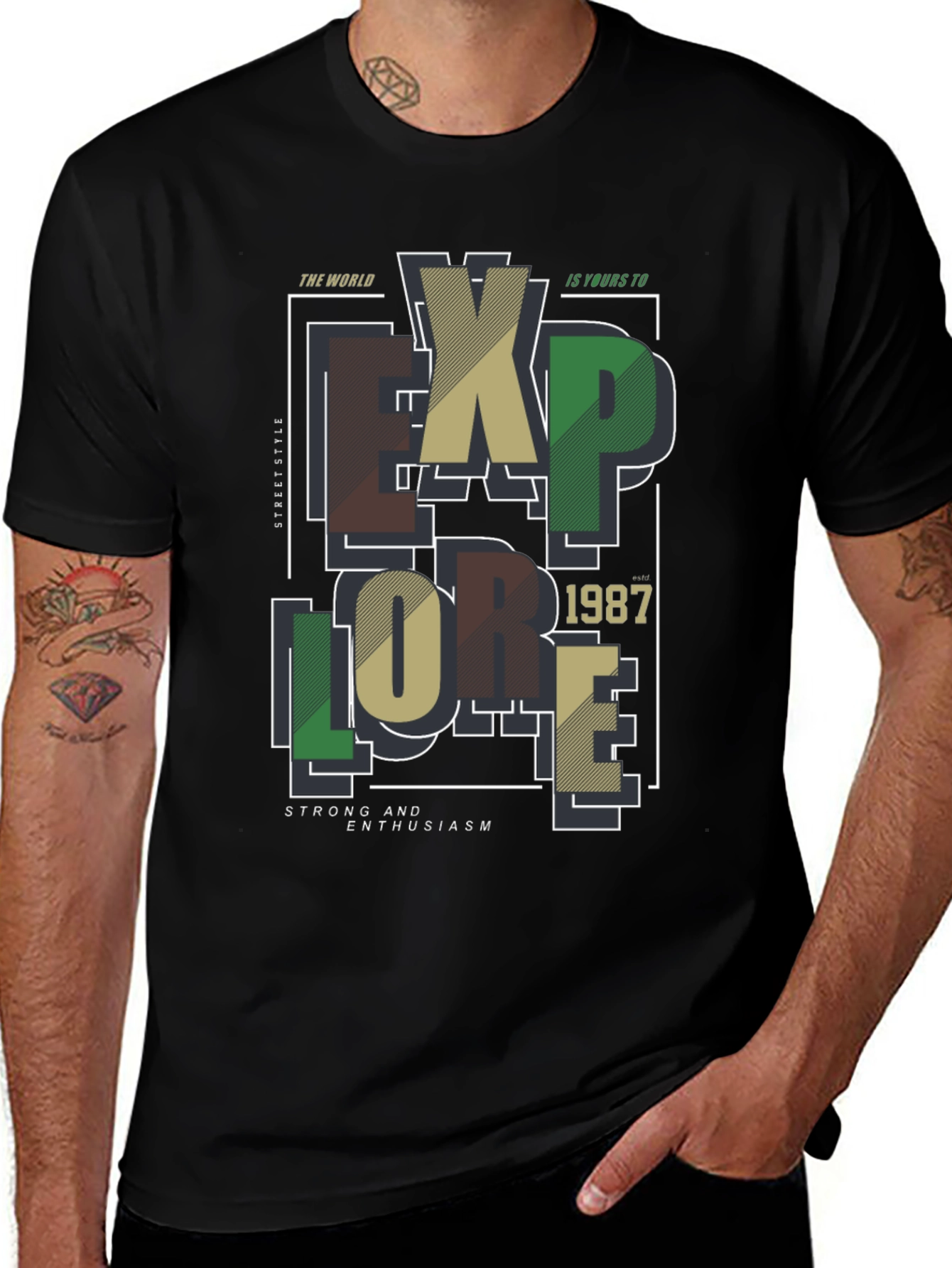 Explore Graphic Print Black T-Shirt
