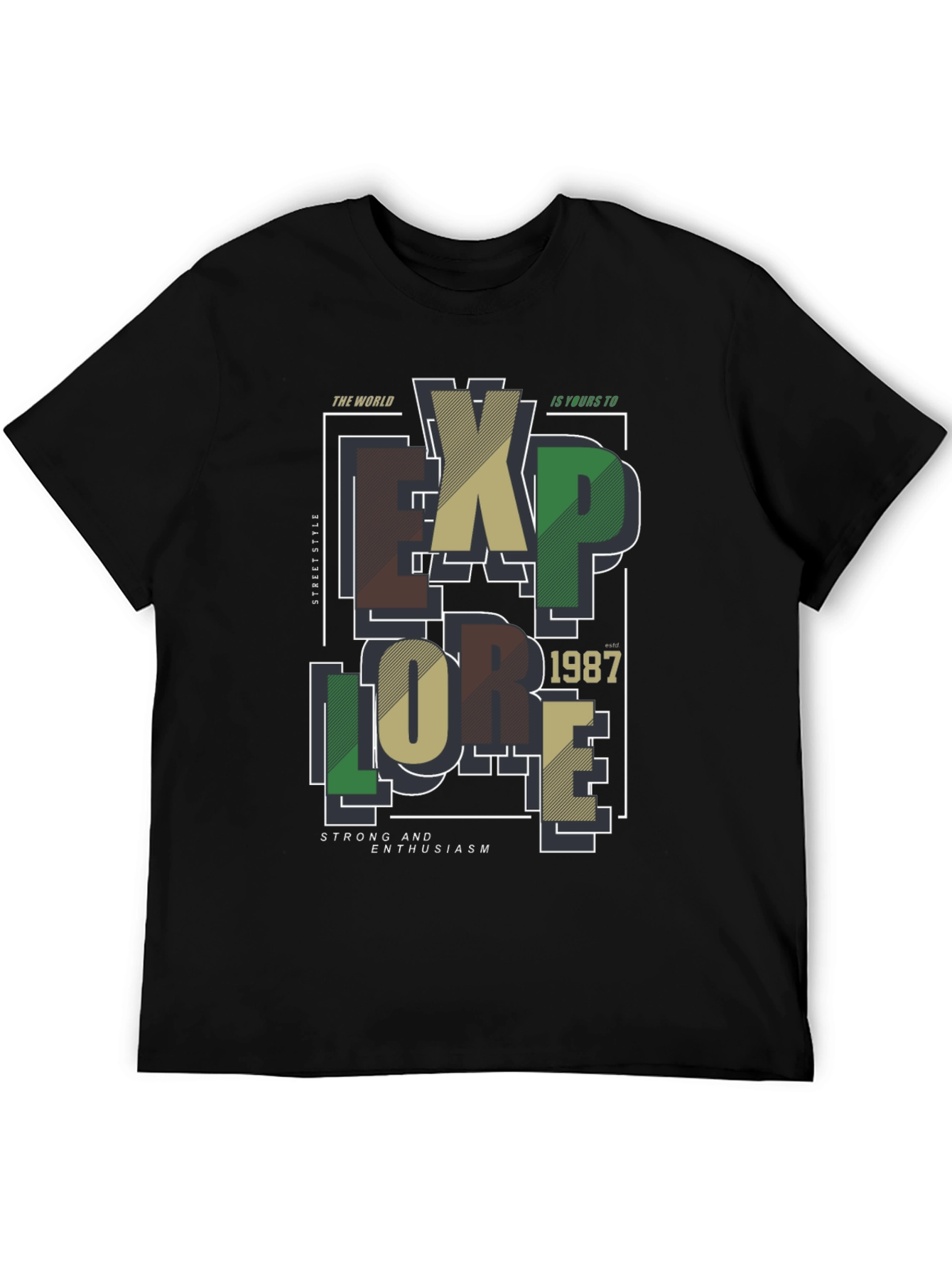 Explore Graphic Print Black T-Shirt