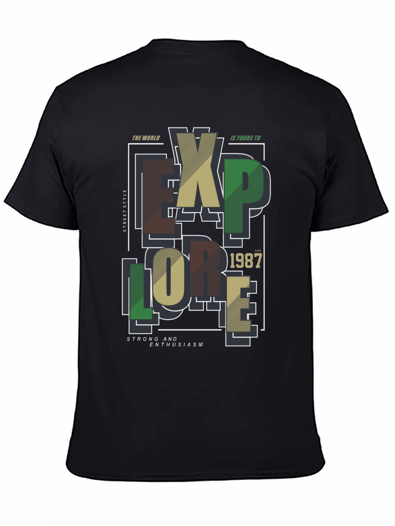 Explore Graphic Print Black T-Shirt